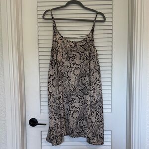 Paisley Print Slip Mini Dress in Beige and Black
